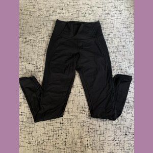 Lululemon black 7/8 leggings with mesh details, black, size 4